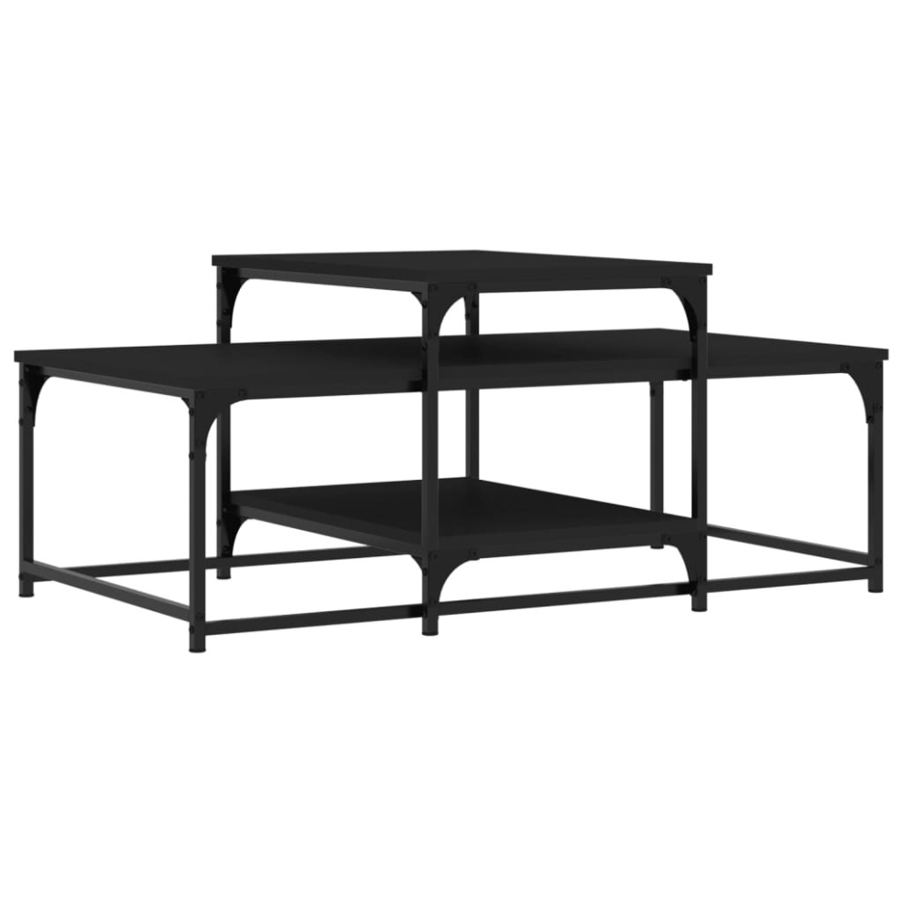 Vidaxl (Black) Coffee Table Living Room Tea Side Table Sofa Table Engineered Wood