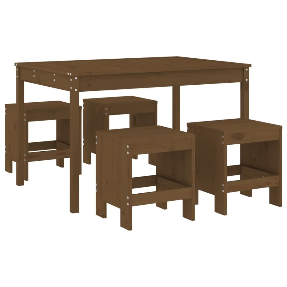 (honey brown pine) vidaXL Garden Dining Set Outdoor Table and Chair Set 5 Piece Solid Wood Pine