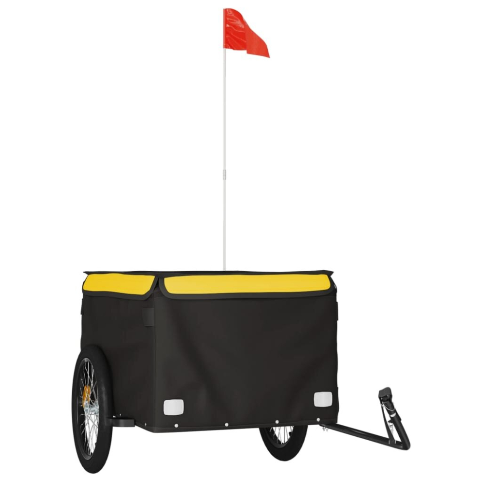 (yellow) vidaXL Bike Cargo Trailer Bike Carriage Bicycle Wagon Trailer with Flag Iron