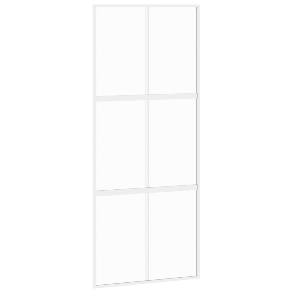 Vidaxl Sliding Door Interior Barn Door White Tempered Glass And Aluminium