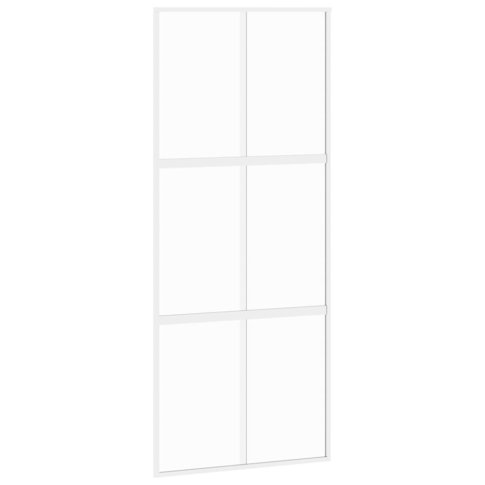 vidaXL Sliding Door Interior Barn Door White Tempered Glass and Aluminium