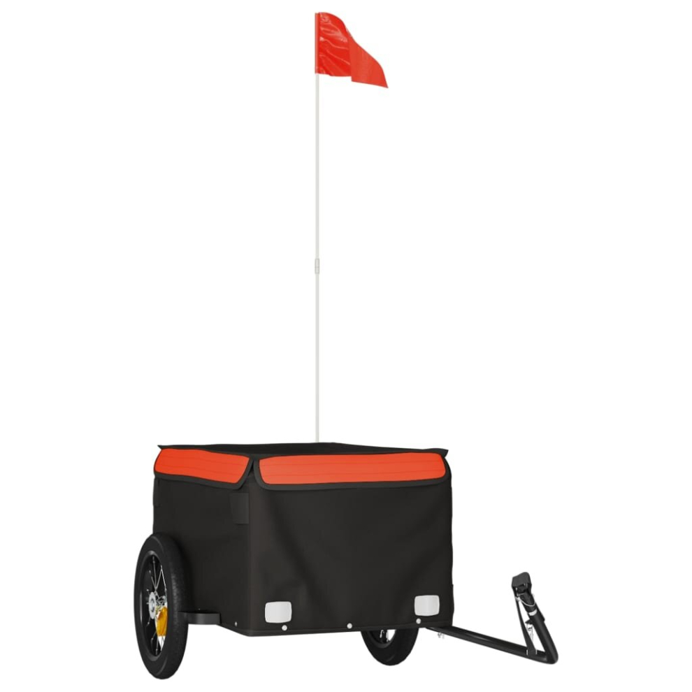 (orange) vidaXL Bike Cargo Trailer Bike Carriage Bicycle Wagon Trailer With Flag Iron