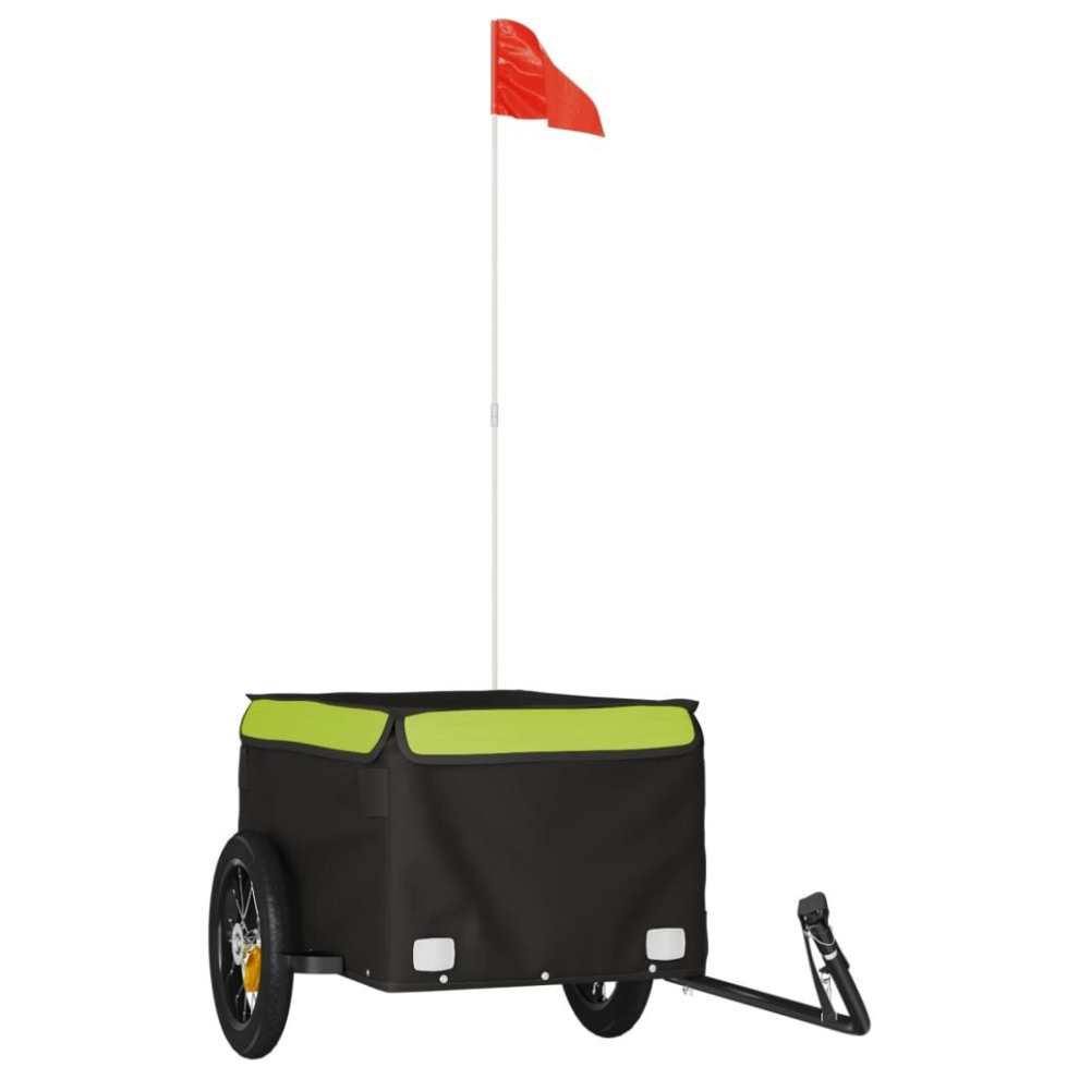 (green) vidaXL Bike Cargo Trailer Bike Carriage Bicycle Wagon Trailer with Flag Iron