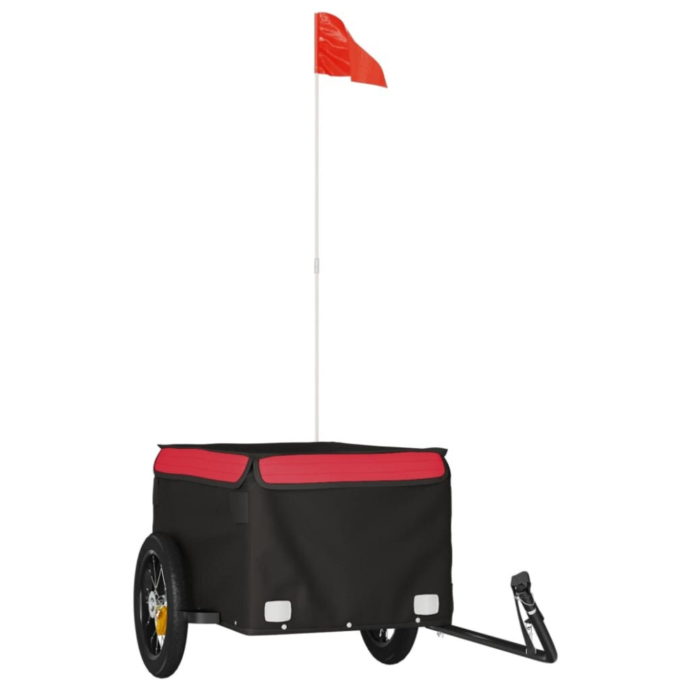 (red) vidaXL Bike Cargo Trailer Bike Carriage Bicycle Wagon Trailer with Flag Iron