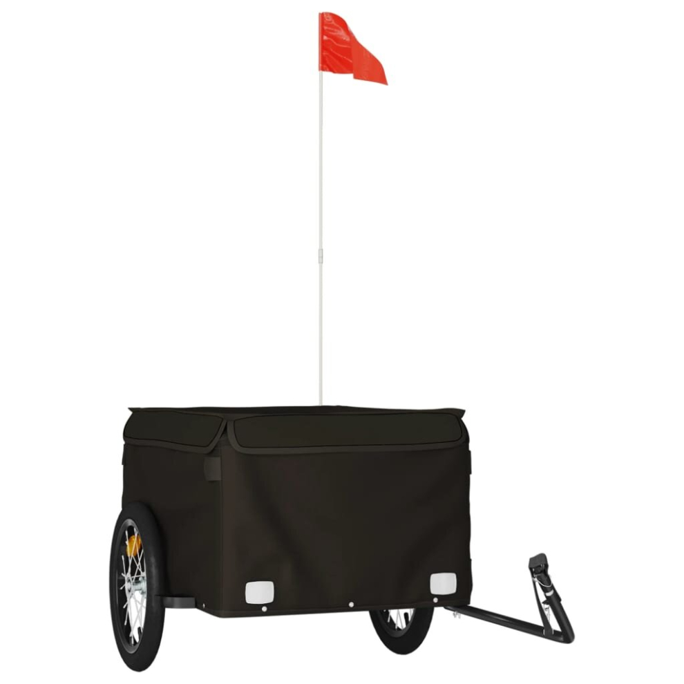 (black) vidaXL Bike Cargo Trailer Bike Carriage Bicycle Wagon Trailer With Flag Iron