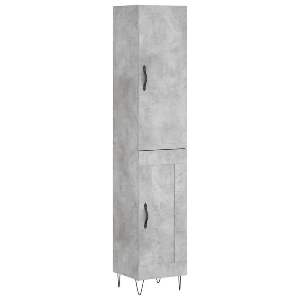 Vidaxl (Concrete 1 Wood Door) Highboard Sideboard Storage Cabinet Home Side Cabinet Engineered Wood Grey