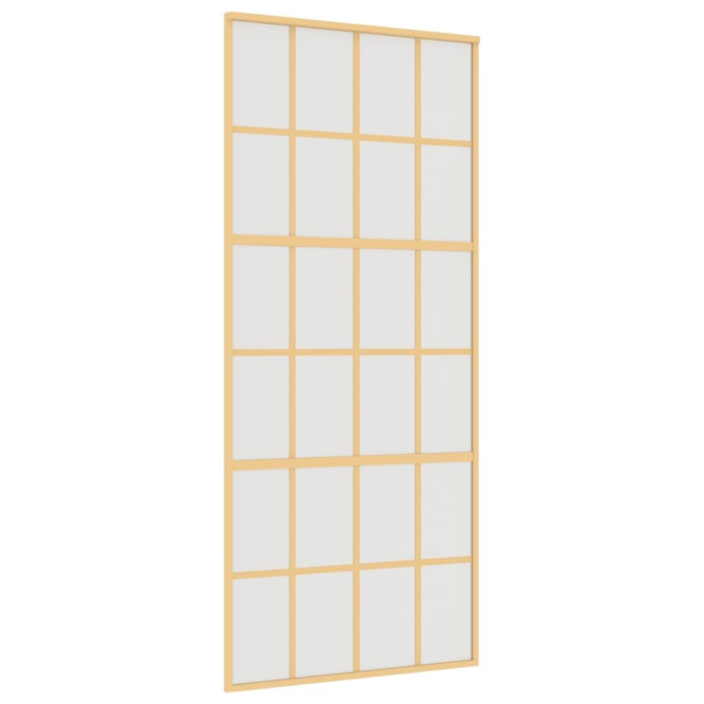 vidaXL Sliding Door Interior Barn Door Gold Frosted ESG Glass and Aluminium