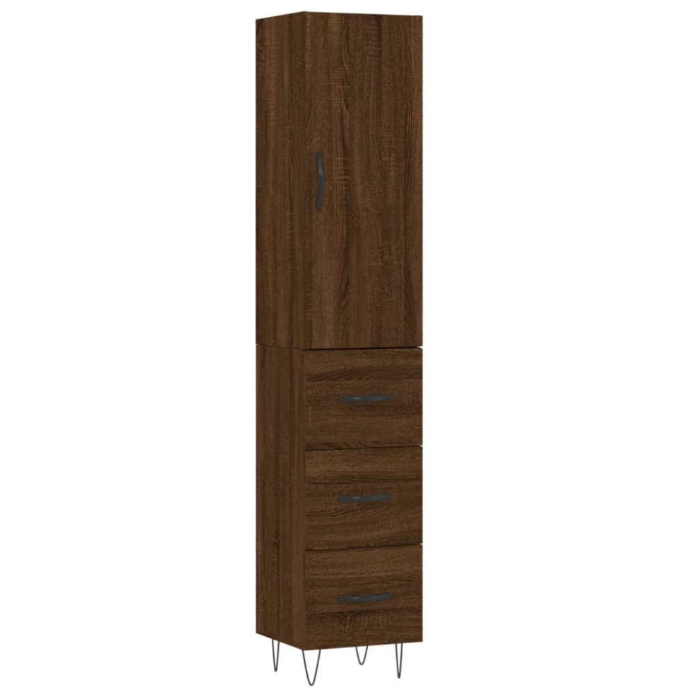 (brown oak, 3 drawers) vidaXL Highboard Sideboard Storage Cabinet Home Side Cabinet Engineered Wood