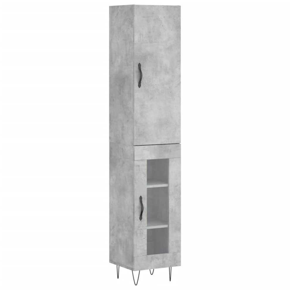 (concrete grey, 1 glass door) vidaXL Highboard Sideboard Storage Cabinet Home Side Cabinet Engineered Wood