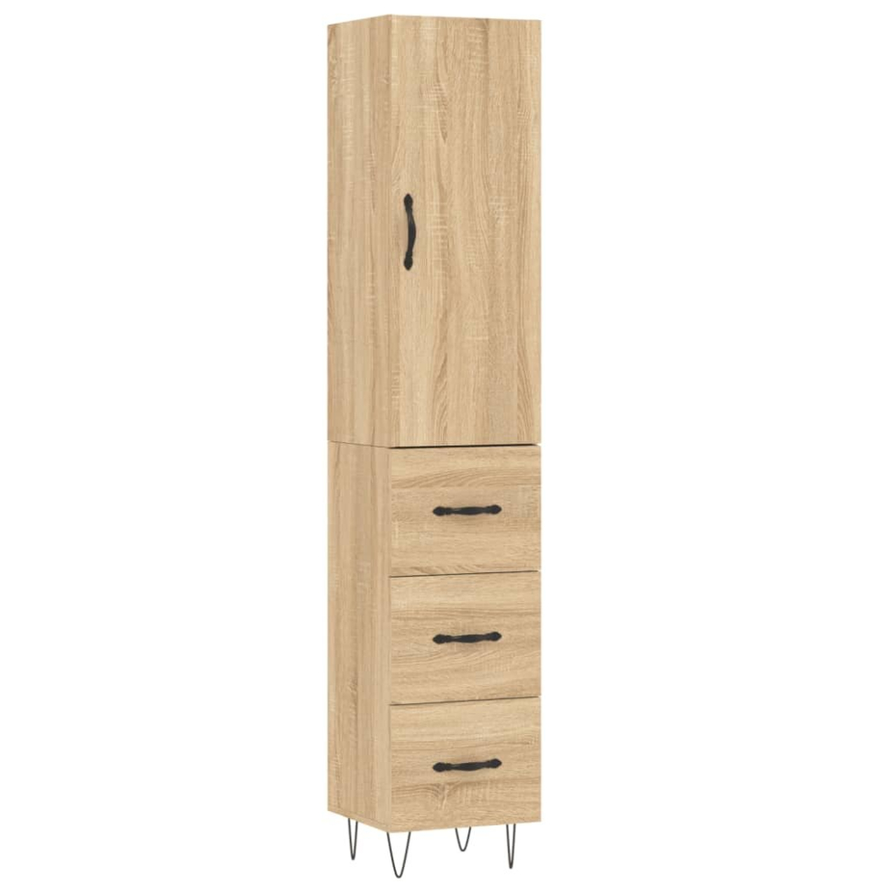 Vidaxl (Sonoma Oak, 3 Drawers) Highboard Sideboard Storage Cabinet Home Side Cabinet Engineered Wood