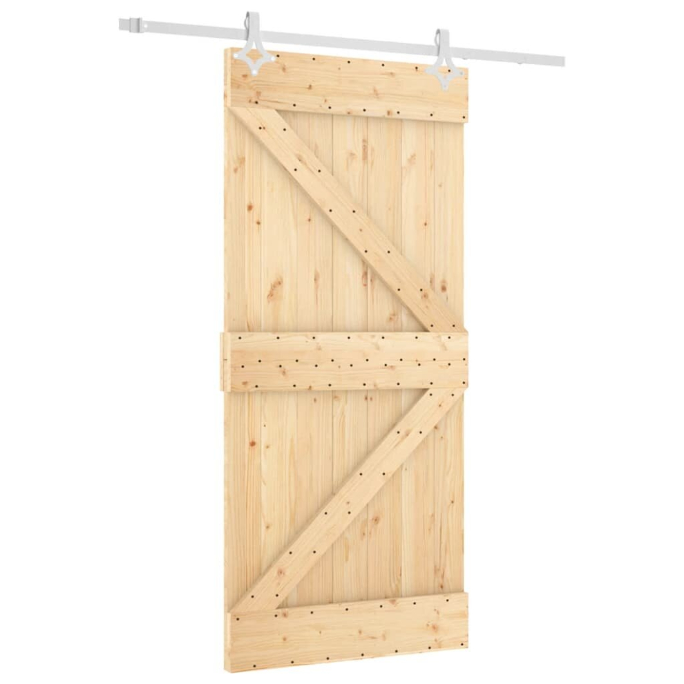 vidaXL Sliding Door Barn Door with Hardware Set Interior Door Solid Wood Pine