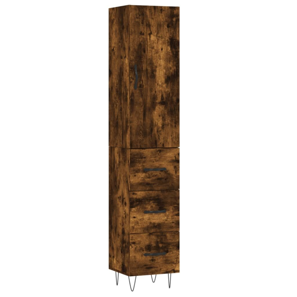 Vidaxl (Smoked Oak, 3 Drawers) Highboard Sideboard Storage Cabinet Home Side Cabinet Engineered Wood