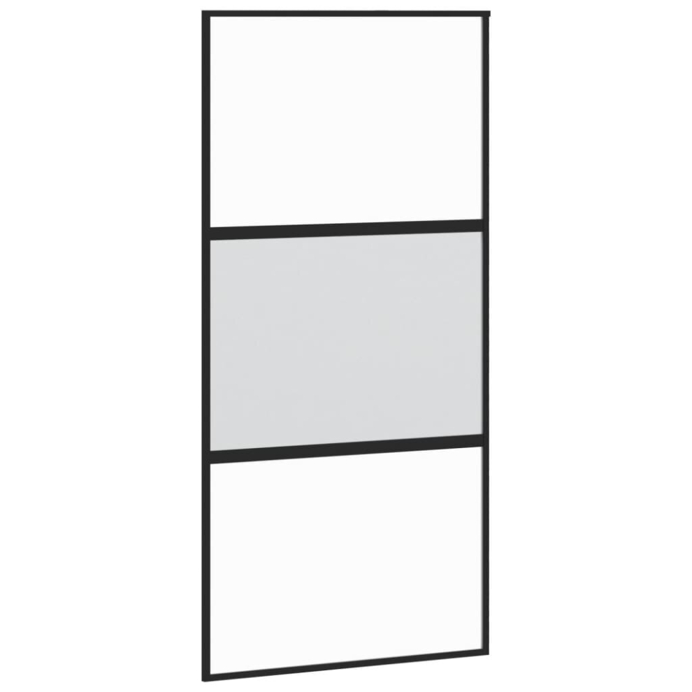 Vidaxl Sliding Door Interior Barn Door Black Tempered Glass And Aluminium