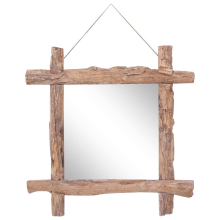 (brown, 70 x 5 x 70 cm) vidaXL Log Mirror Solid Reclaimed Wood Unit White/Brown 70x70x5 cm/50x5x50 cm
