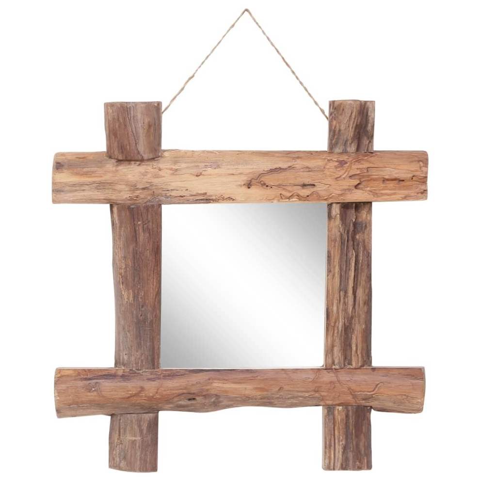 (brown, 50 x 5 x 50 cm) vidaXL Log Mirror Solid Reclaimed Wood Unit White/Brown 70x70x5 cm/50x5x50 cm