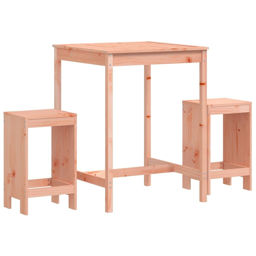 Vidaxl (Natural Douglas) Garden Bar Set Outdoor Bar Table Set Bar Stool 3 Piece Solid Wood Pine