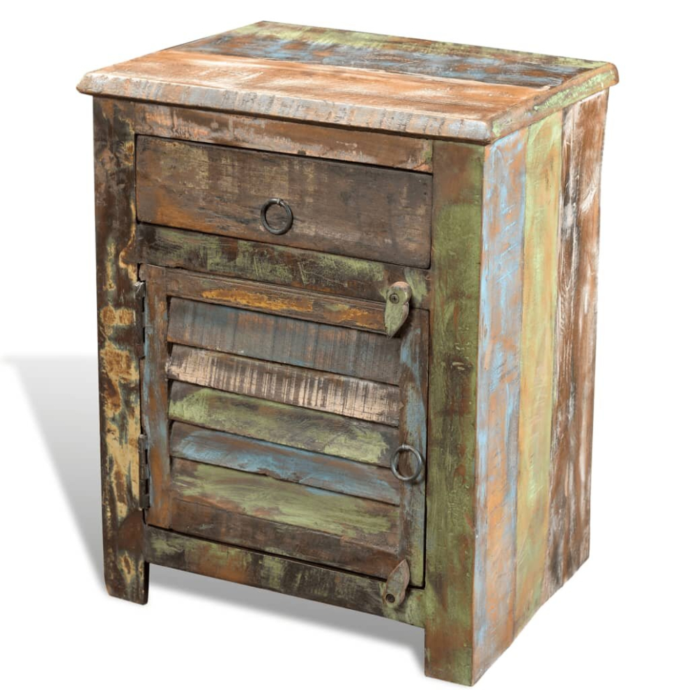 Reclaimed Home Furniture Vintage Wood Side Storage Cabinet Stand Multicolour