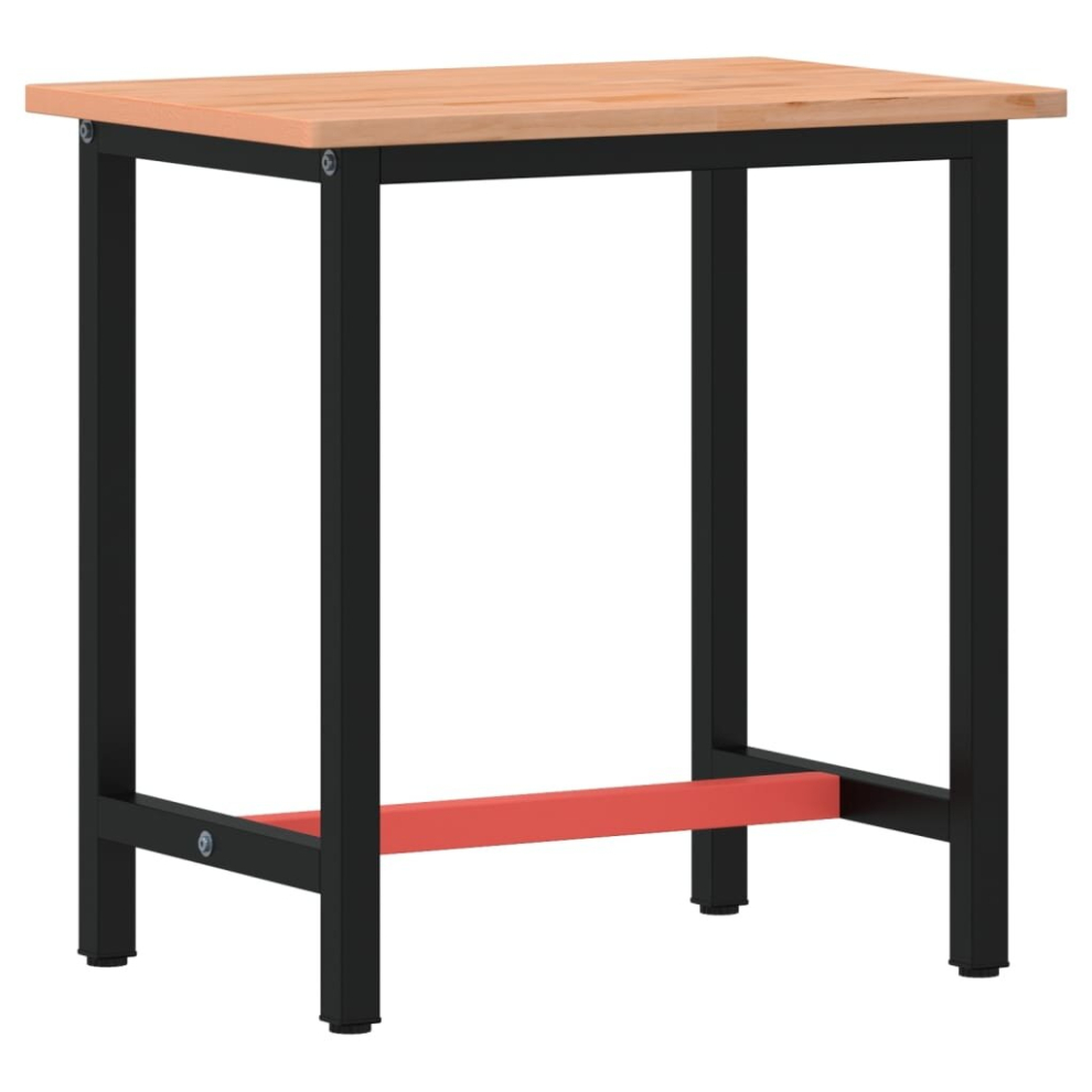 (80 x 55 x 81.5 cm) vidaXL Workbench Wooden Work Table Work Bench Tool Solid Wood Beech and Metal