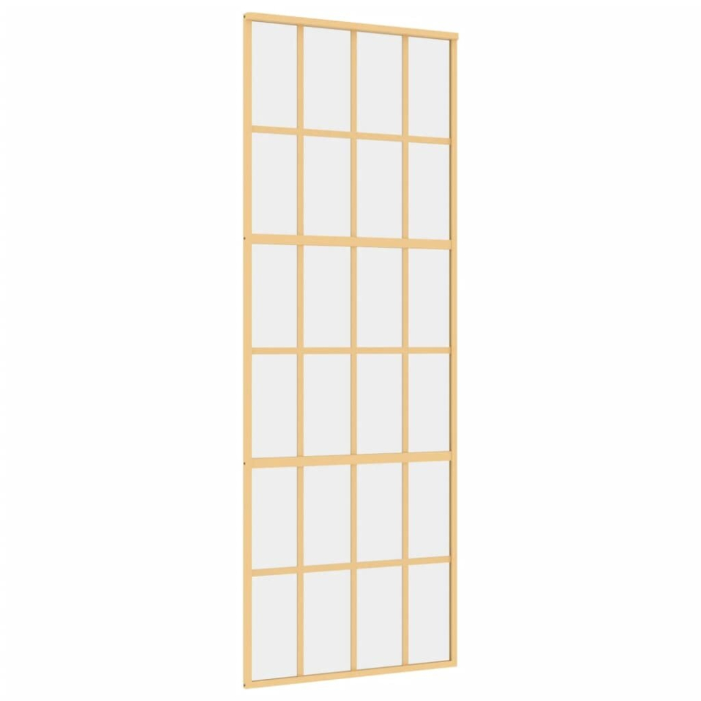 vidaXL Sliding Door Interior Barn Door Gold Clear ESG Glass and Aluminium