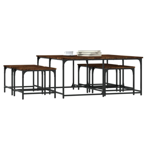 VidaXL (smoked oak) vidaXL Nesting Coffee Tables Nesting Table End Table 5 pcs Engineered Wood 2