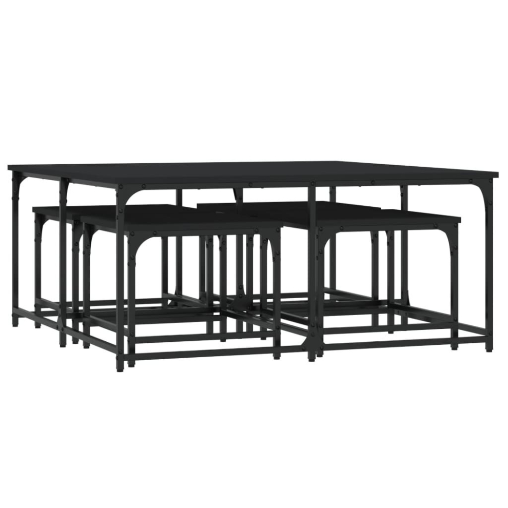 Vidaxl (Black) Nesting Coffee Tables Nesting Table End Table 5 Pcs Engineered Wood Black,Brown