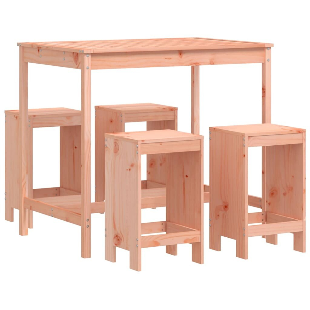 Vidaxl (Natural Douglas) Garden Bar Set Outdoor Bar Table Set Bar Stool 5 Piece Solid Wood Pine