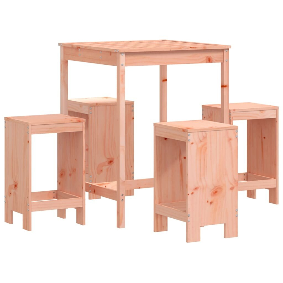 Vidaxl (Natural Douglas) Garden Bar Set Outdoor Bar Table Set Bar Stool 5 Piece Solid Wood Pine