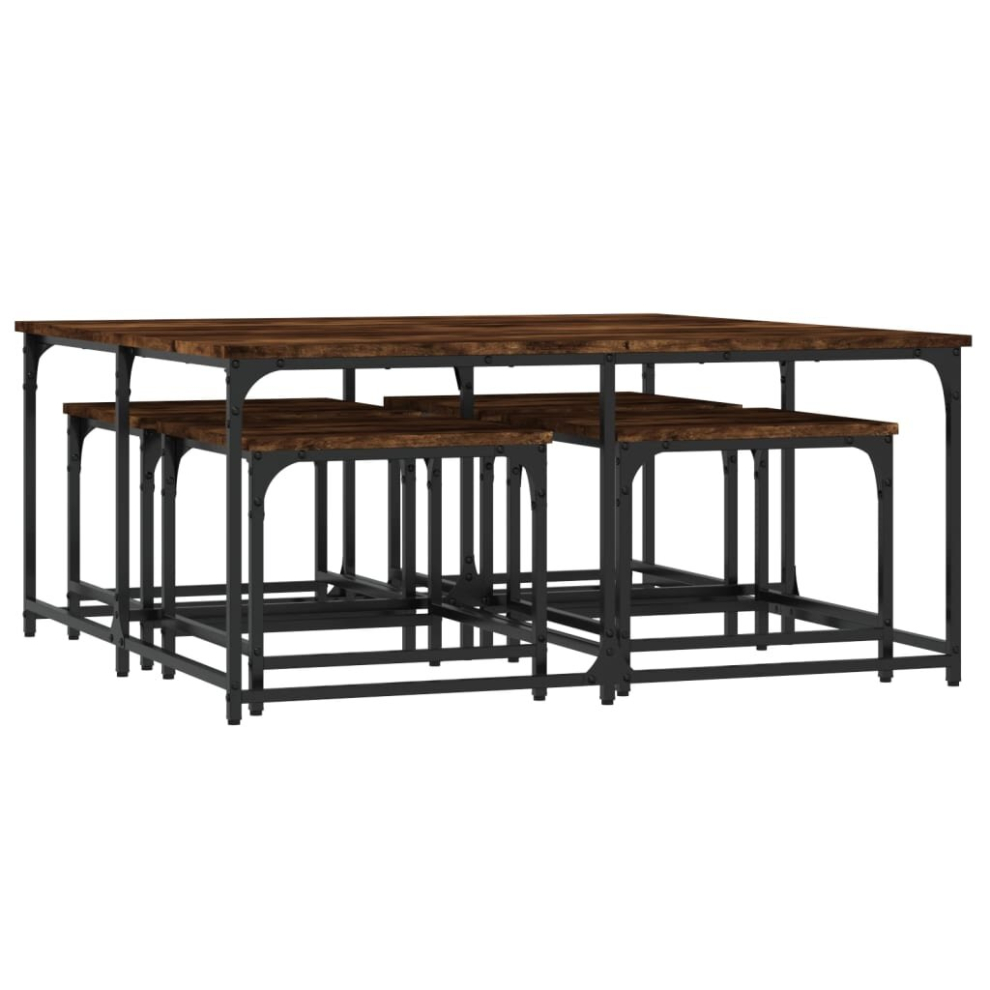 Vidaxl (Smoked Oak) Nesting Coffee Tables Nesting Table End Table 5 Pcs Engineered Wood