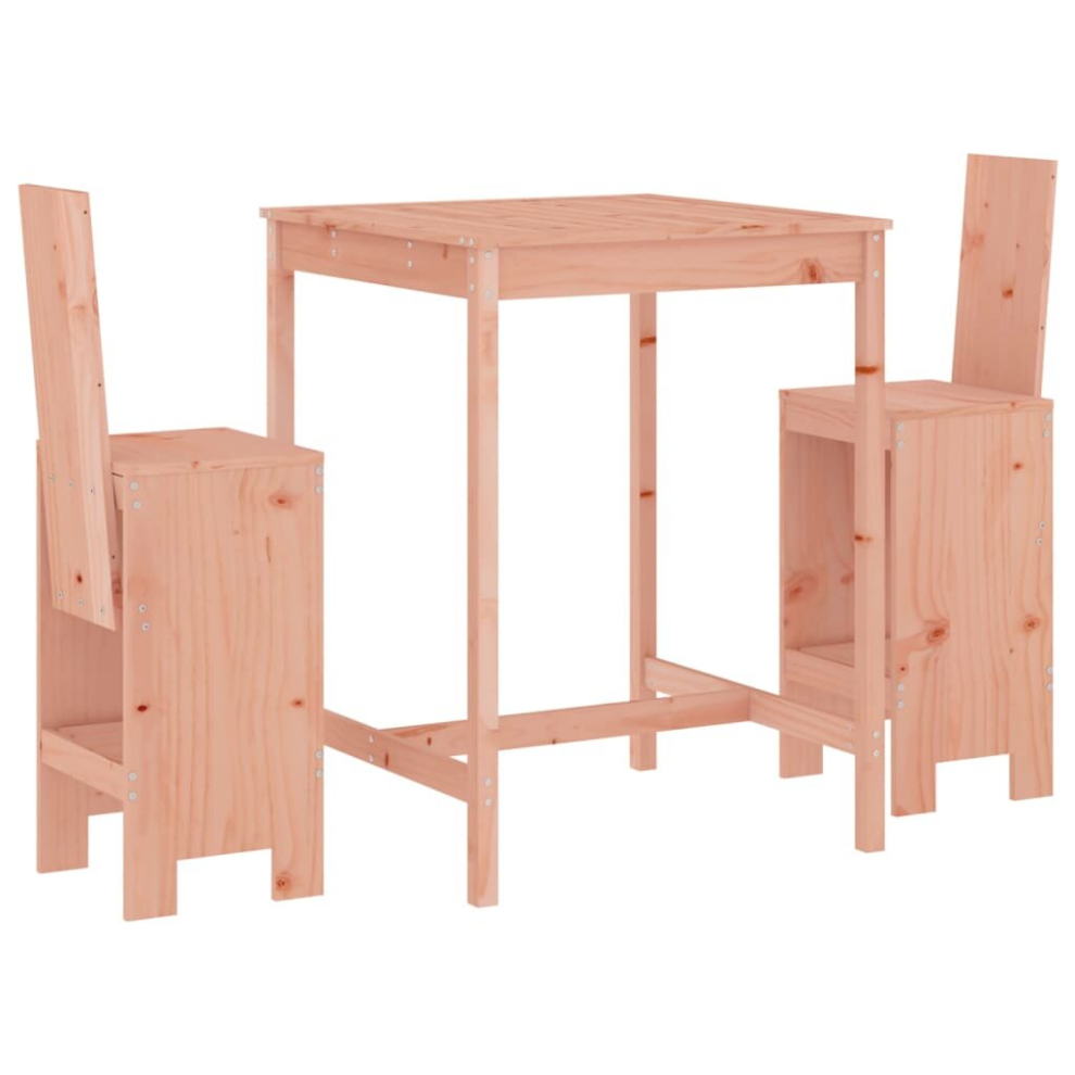 Vidaxl (Natural Douglas) Garden Bar Set Outdoor Bar Table Set Bar Stool 3 Piece Solid Wood Pine
