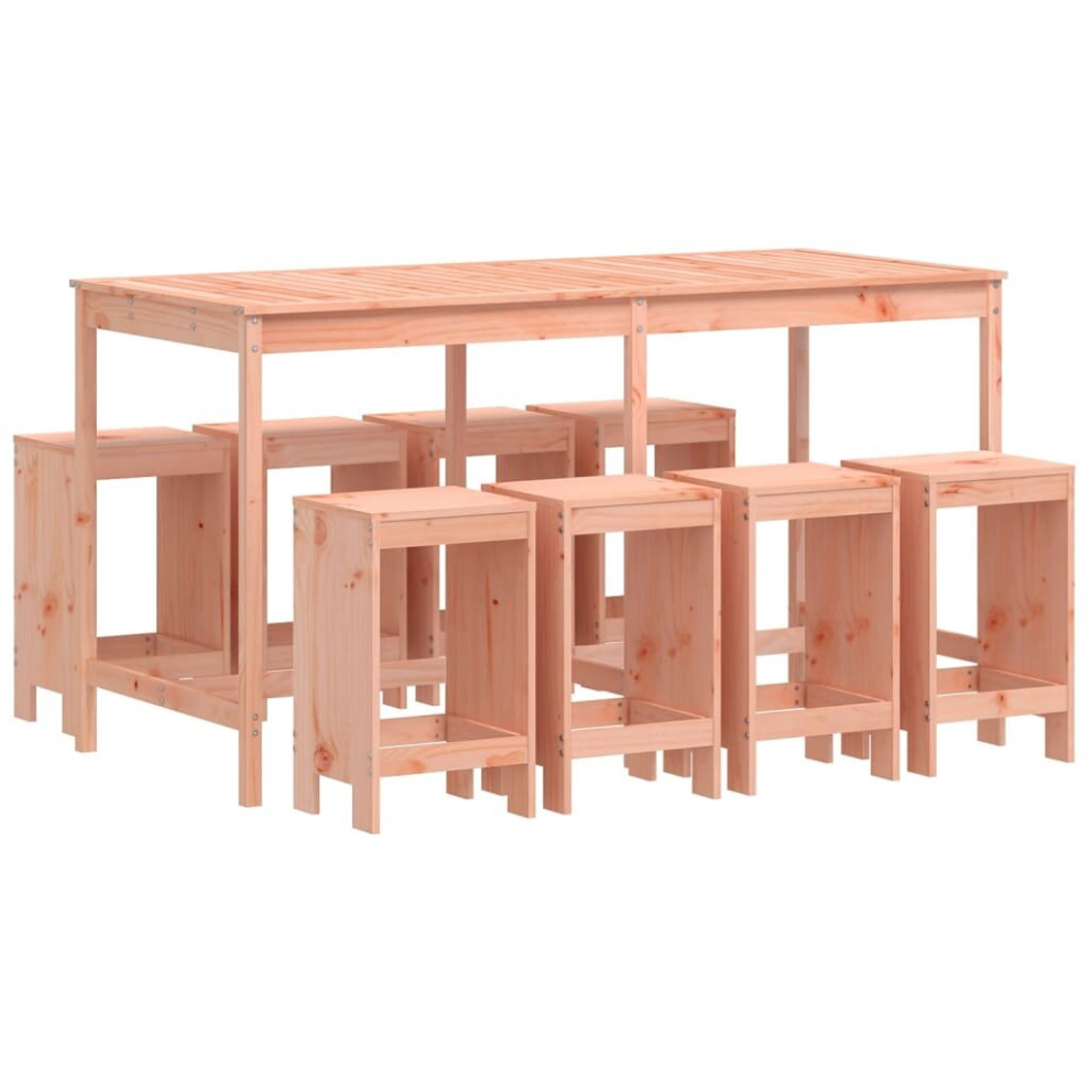 Vidaxl (Natural Douglas) Garden Bar Set Outdoor Bar Table Set Bar Stool 9 Piece Solid Wood Pine