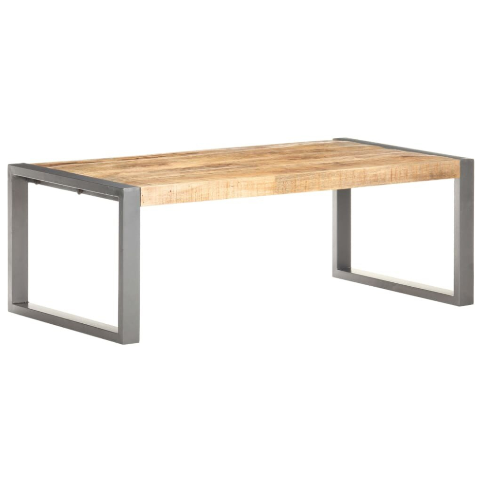 (grey) vidaXL Solid Wood Coffee Table with Sheesham Finish Wooden Accent Black/Grey