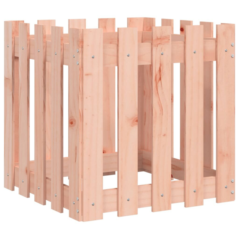 Vidaxl (Natural Douglas, 50 X 50 X 50 Cm) Garden Raised Bed With Fence Design Outdoor Planter Solid Wood Pine