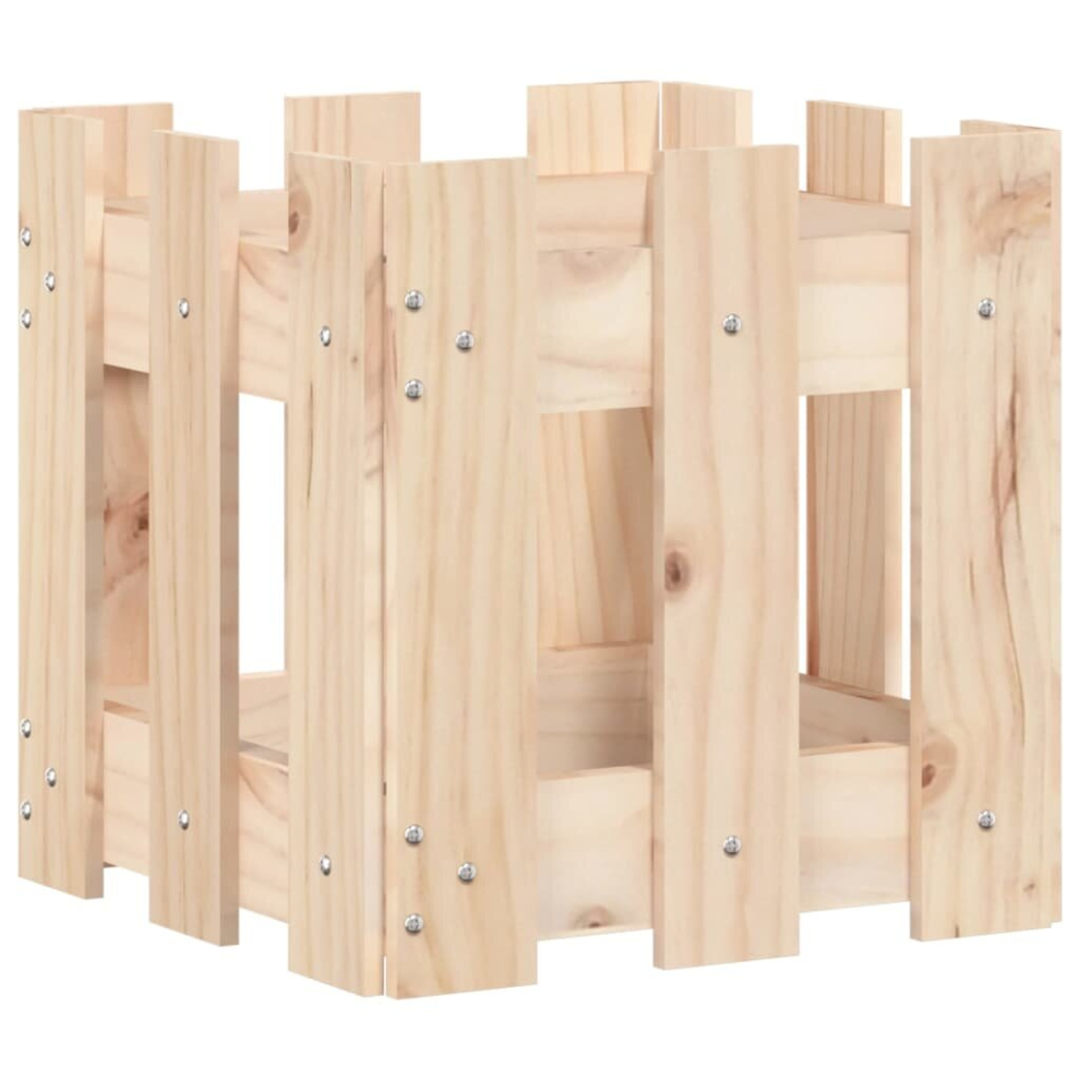 Vidaxl (Natural Pine, 30 X 30 X 30 Cm) Garden Raised Bed With Fence Design Outdoor Planter Solid Wood Pine