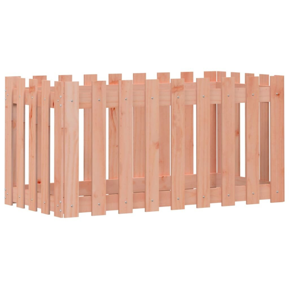 Vidaxl (Natural Douglas, 100 X 50 X 50 Cm) Garden Raised Bed With Fence Design Outdoor Planter Solid Wood Pine