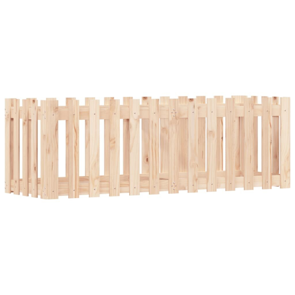 Vidaxl (Natural Pine, 150 X 50 X 50 Cm) Garden Raised Bed With Fence Design Outdoor Planter Solid Wood Pine