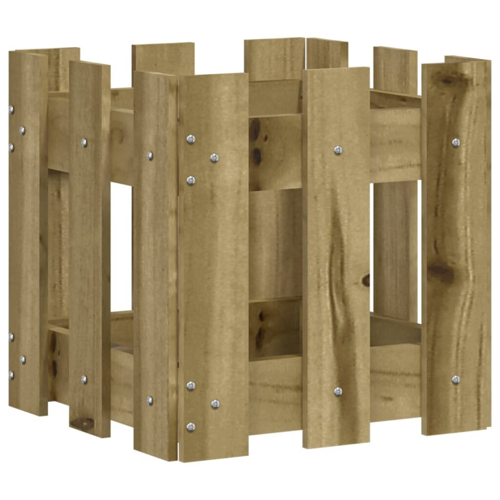 Vidaxl (Natural Impregnated, 30 X 30 X 30 Cm) Garden Raised Bed With Fence Design Outdoor Planter Solid Wood Pine