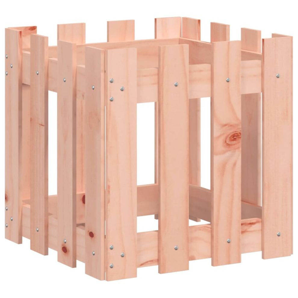 Vidaxl (Natural Douglas, 40 X 40 X 40 Cm) Garden Raised Bed With Fence Design Outdoor Planter Solid Wood Pine