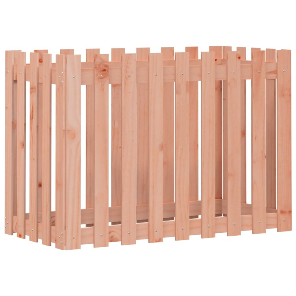 Vidaxl (Natural Douglas, 100 X 50 X 70 Cm) Garden Raised Bed With Fence Design Outdoor Planter Solid Wood Pine