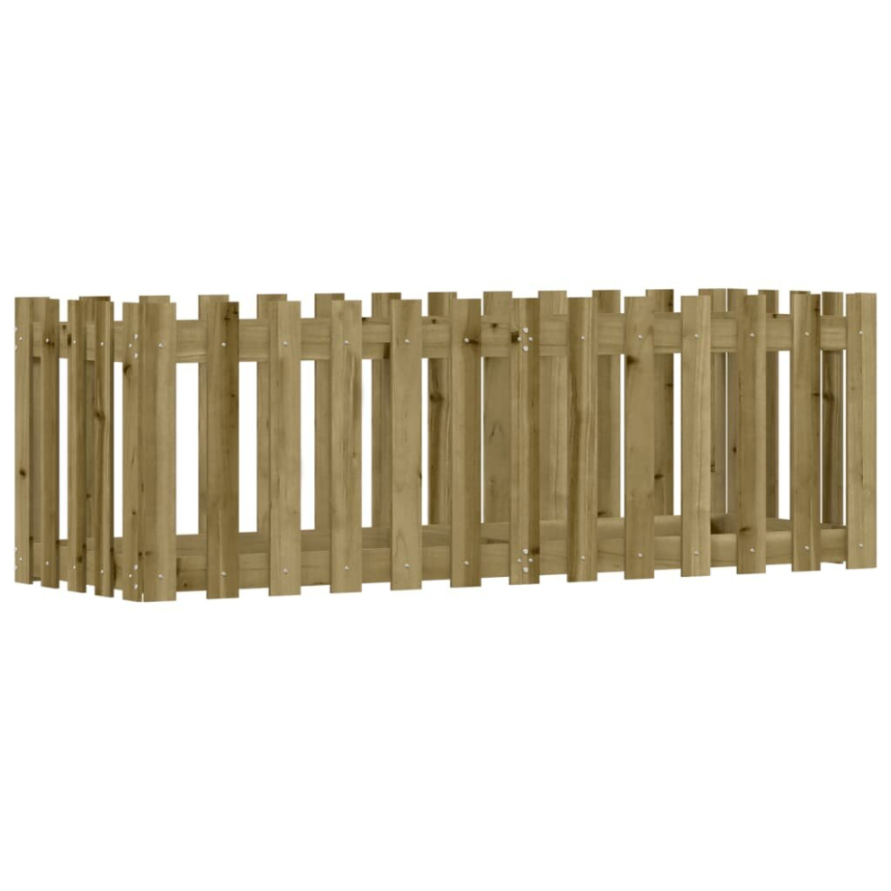 Vidaxl (Natural Impregnated, 150 X 50 X 50 Cm) Garden Raised Bed With Fence Design Outdoor Planter Solid Wood Pine