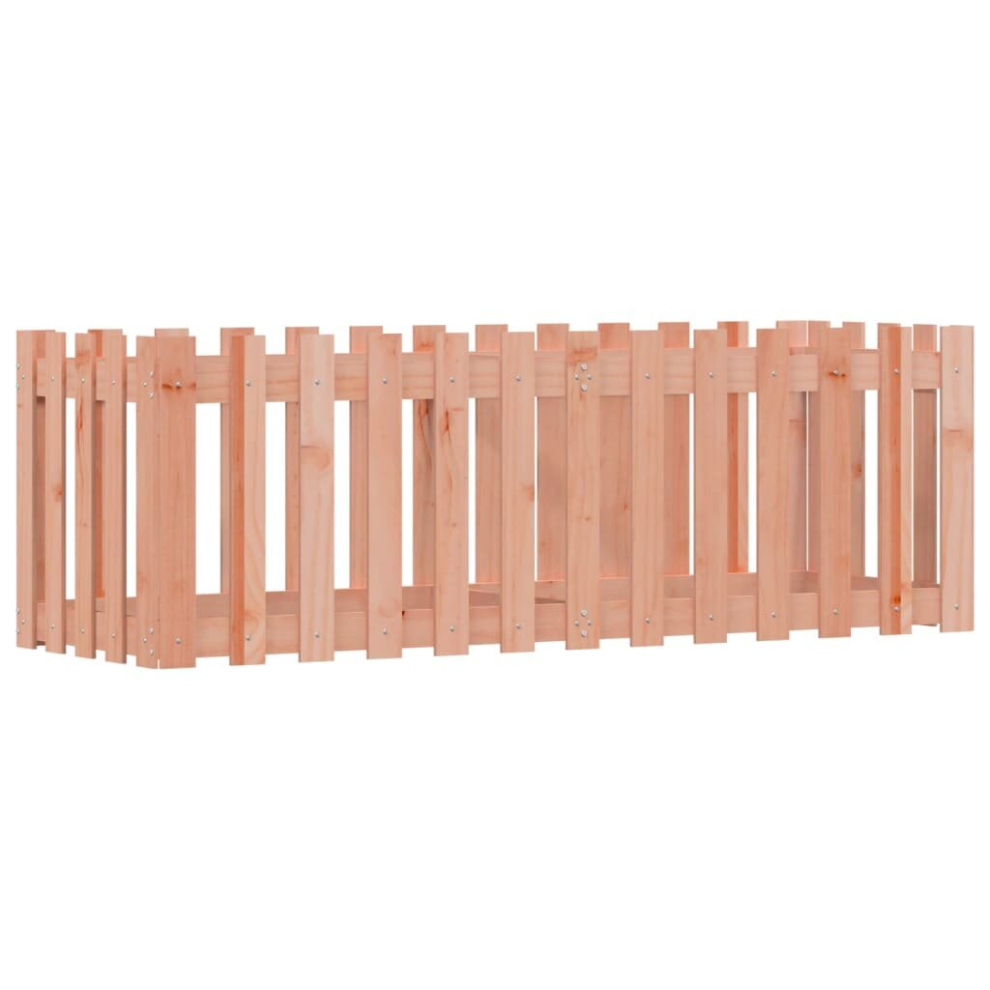 Vidaxl (Natural Douglas, 150 X 50 X 50 Cm) Garden Raised Bed With Fence Design Outdoor Planter Solid Wood Pine