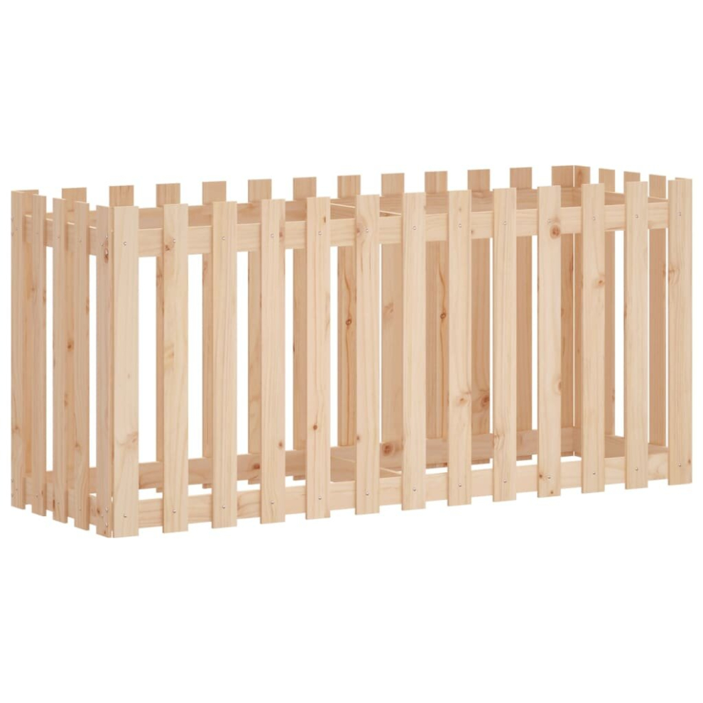 (natural pine, 150 X 50 X 70 cm) vidaXL Garden Raised Bed With Fence Design Outdoor Planter Solid Wood Pine