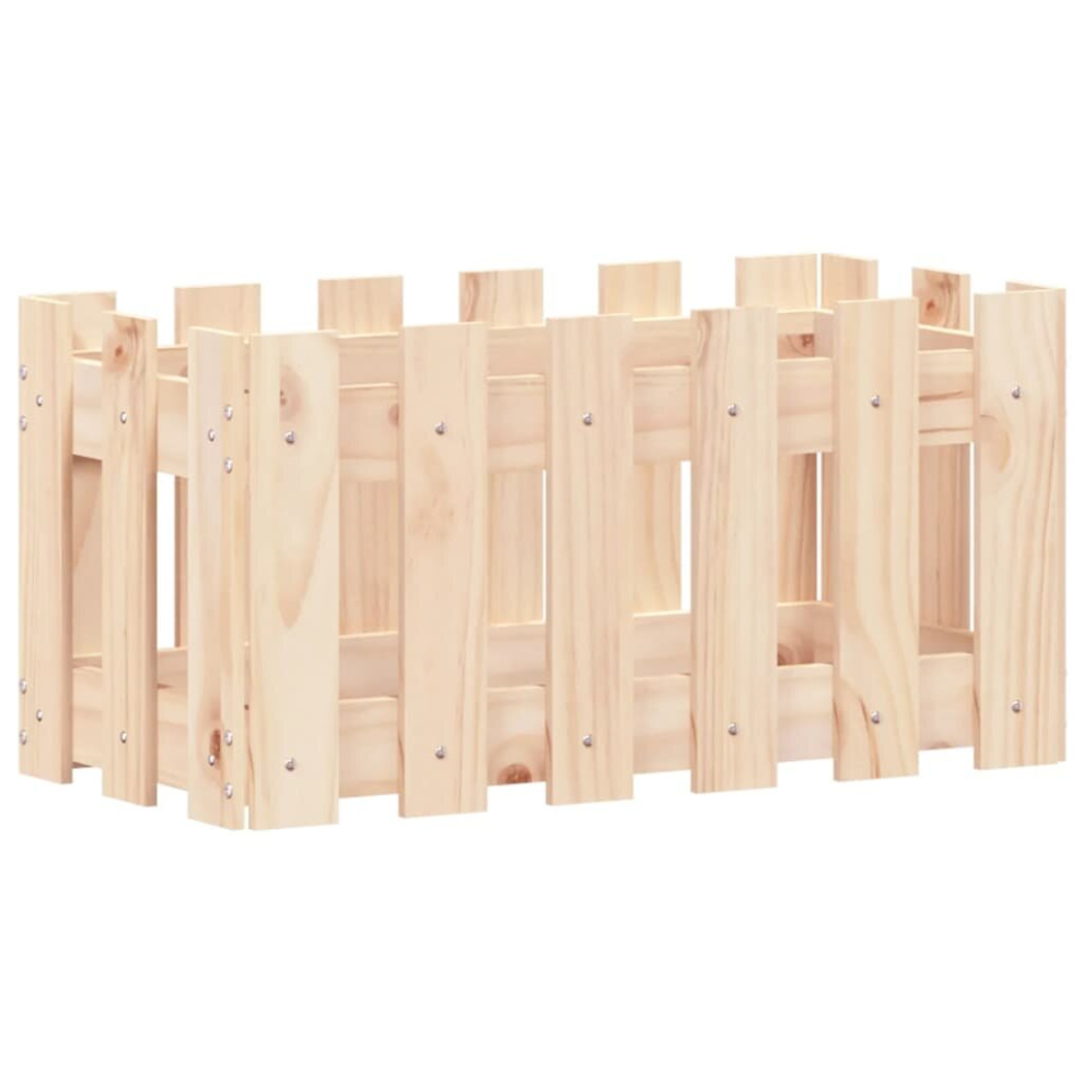 Vidaxl (Natural Pine, 60 X 30 X 30 Cm) Garden Raised Bed With Fence Design Outdoor Planter Solid Wood Pine