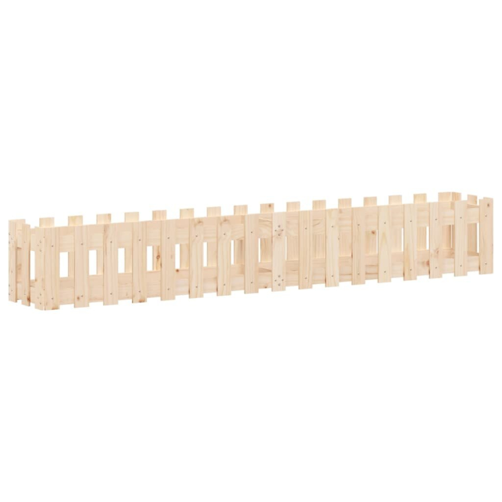 Vidaxl (Natural Pine, 200 X 30 X 30 Cm) Garden Raised Bed With Fence Design Outdoor Planter Solid Wood Pine