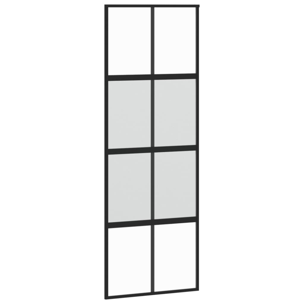 (black, 76 x 205 cm/half frosted) vidaXL Sliding Door Aluminium Gate Multi Colours/Sizes Transparent/Frosted