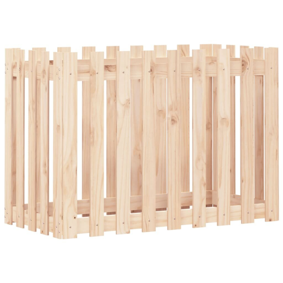 Vidaxl (Natural Pine, 100 X 50 X 70 Cm) Garden Raised Bed With Fence Design Outdoor Planter Solid Wood Pine
