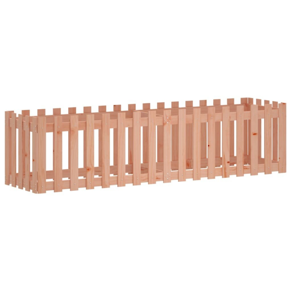 Vidaxl (Natural Douglas, 200 X 50 X 50 Cm) Garden Raised Bed With Fence Design Outdoor Planter Solid Wood Pine