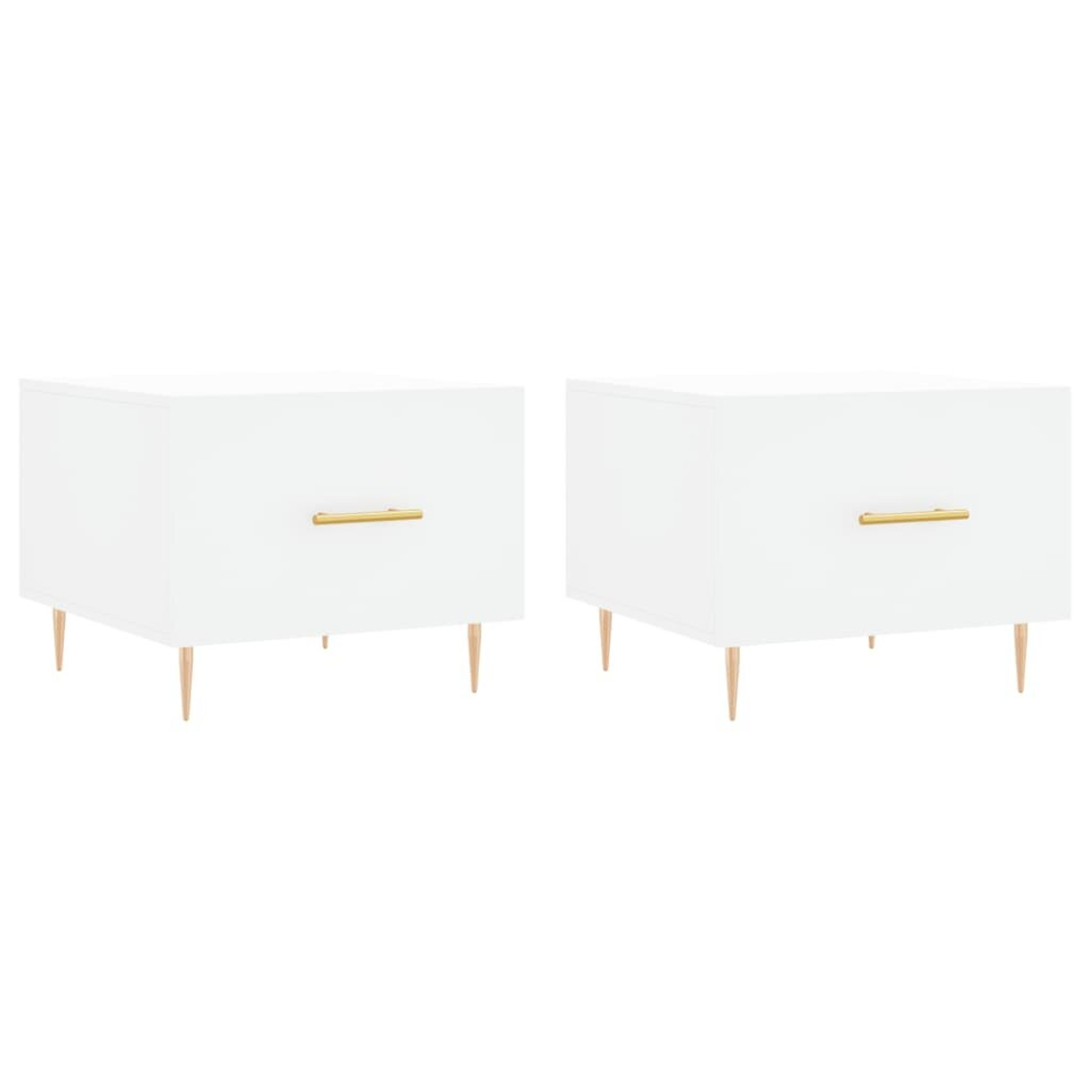 Vidaxl (White, 2 Pcs) Coffee Table Side Table Sofa Table Telephone Table Engineered Wood
