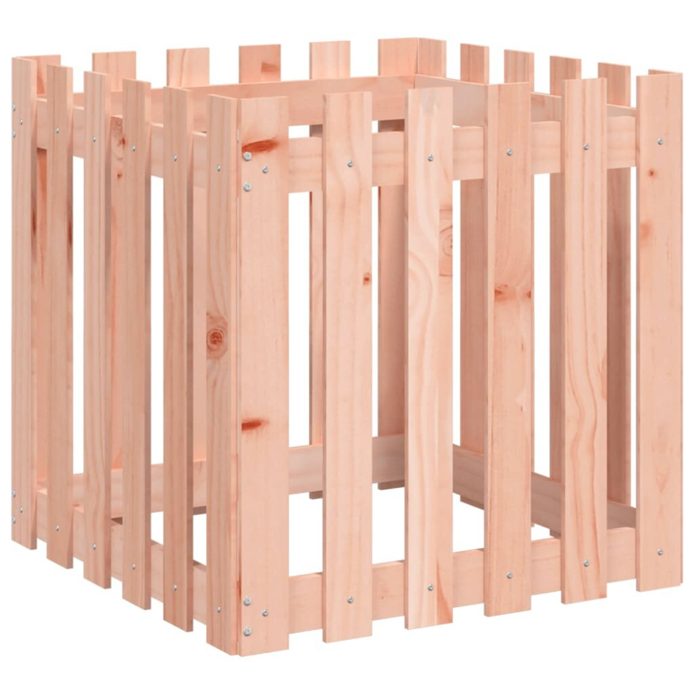 Vidaxl (Natural Douglas, 60 X 60 X 60 Cm) Garden Raised Bed With Fence Design Outdoor Planter Solid Wood Pine