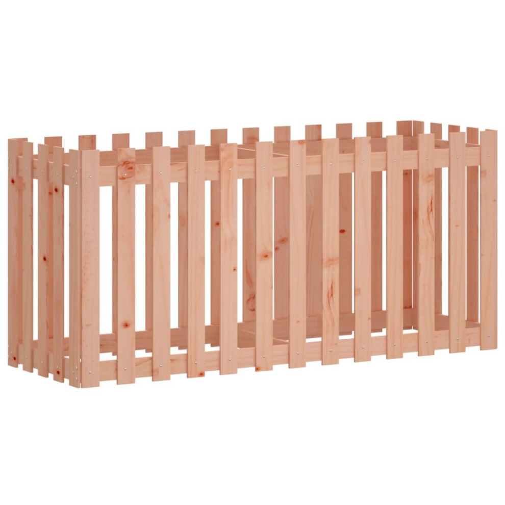 Vidaxl (Natural Douglas, 150 X 50 X 70 Cm) Garden Raised Bed With Fence Design Outdoor Planter Solid Wood Pine