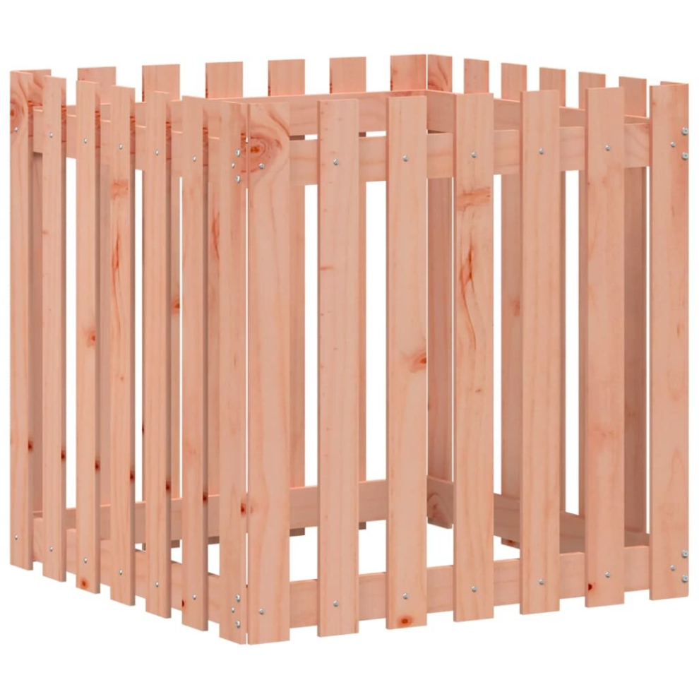 Vidaxl (Natural Douglas, 70 X 70 X 70 Cm) Garden Raised Bed With Fence Design Outdoor Planter Solid Wood Pine